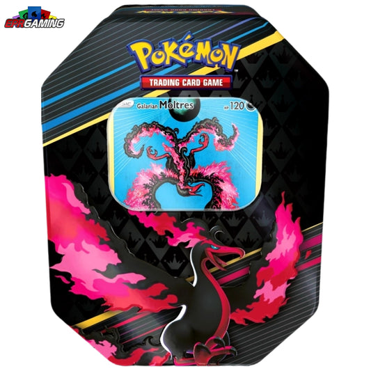 Pokemon Crown Zenith Galarain Moltres Tin